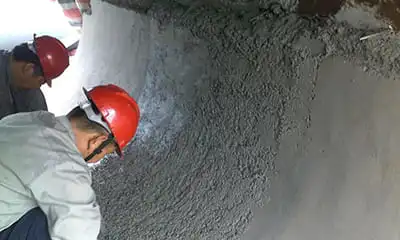 Технологическая схема строительства из жаростойкого бетона на основе корунда и муллита для вращающейся печи